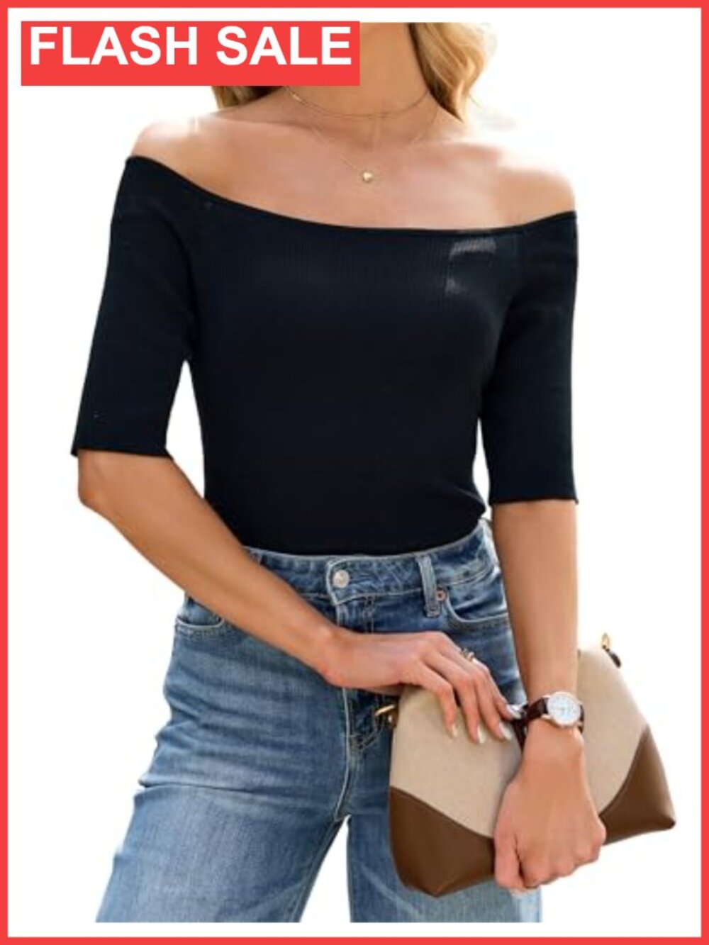 Womens Short Sleeve Knit Sweater Pullover Square Neck Lightweight Casual Top